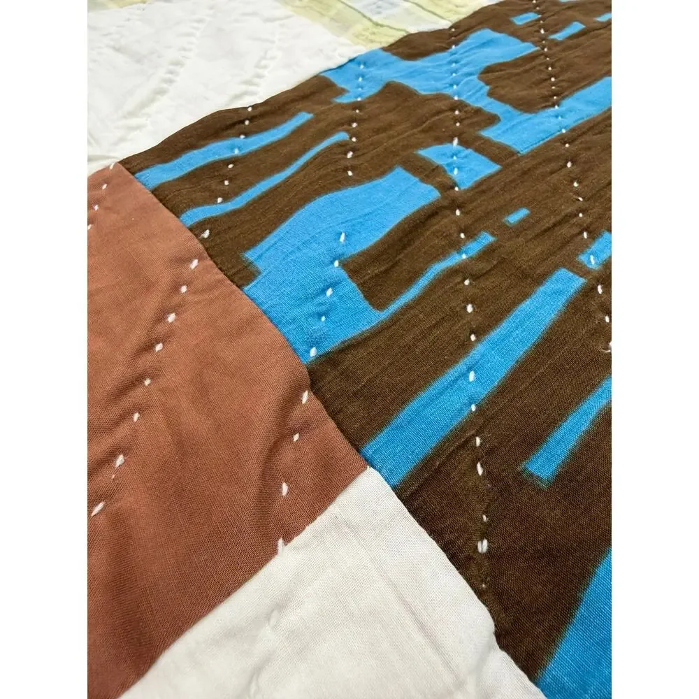 Vintage Appalachian Make Do Quilt Twin Hand Pieced Hand Quilted Patchwork Quilt